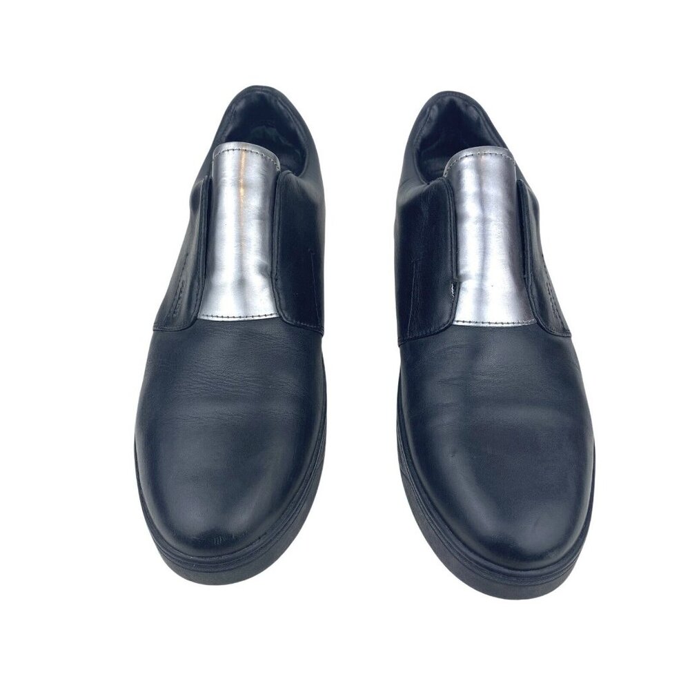 Prada Black Calfskin Leather Silver Chrome Slip On Sneakers 3S6047 US 8 EU 41 - Picture 2 of 16